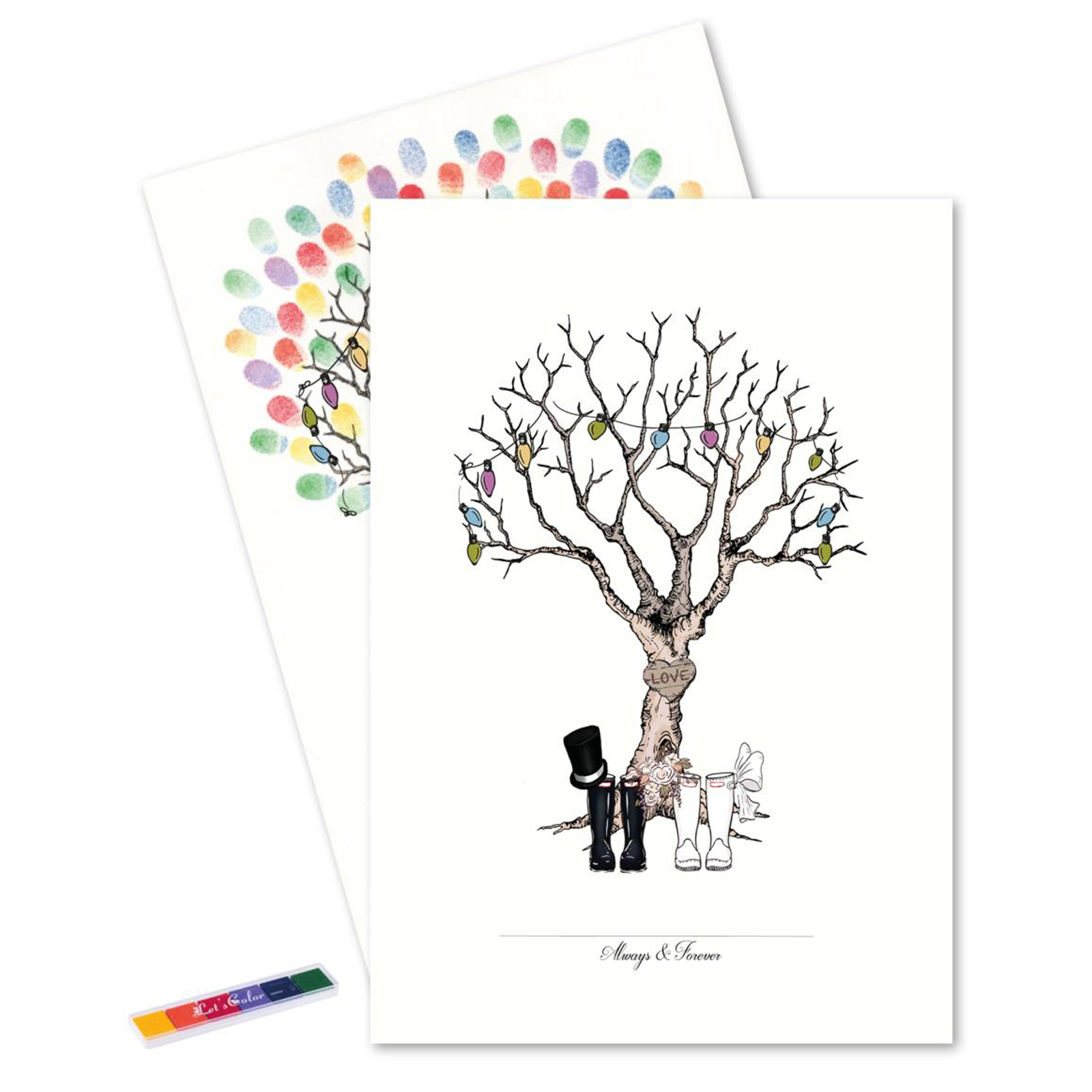  Fingerprint - Bryllupstræ med Gummistøvler, Regnbuefarver