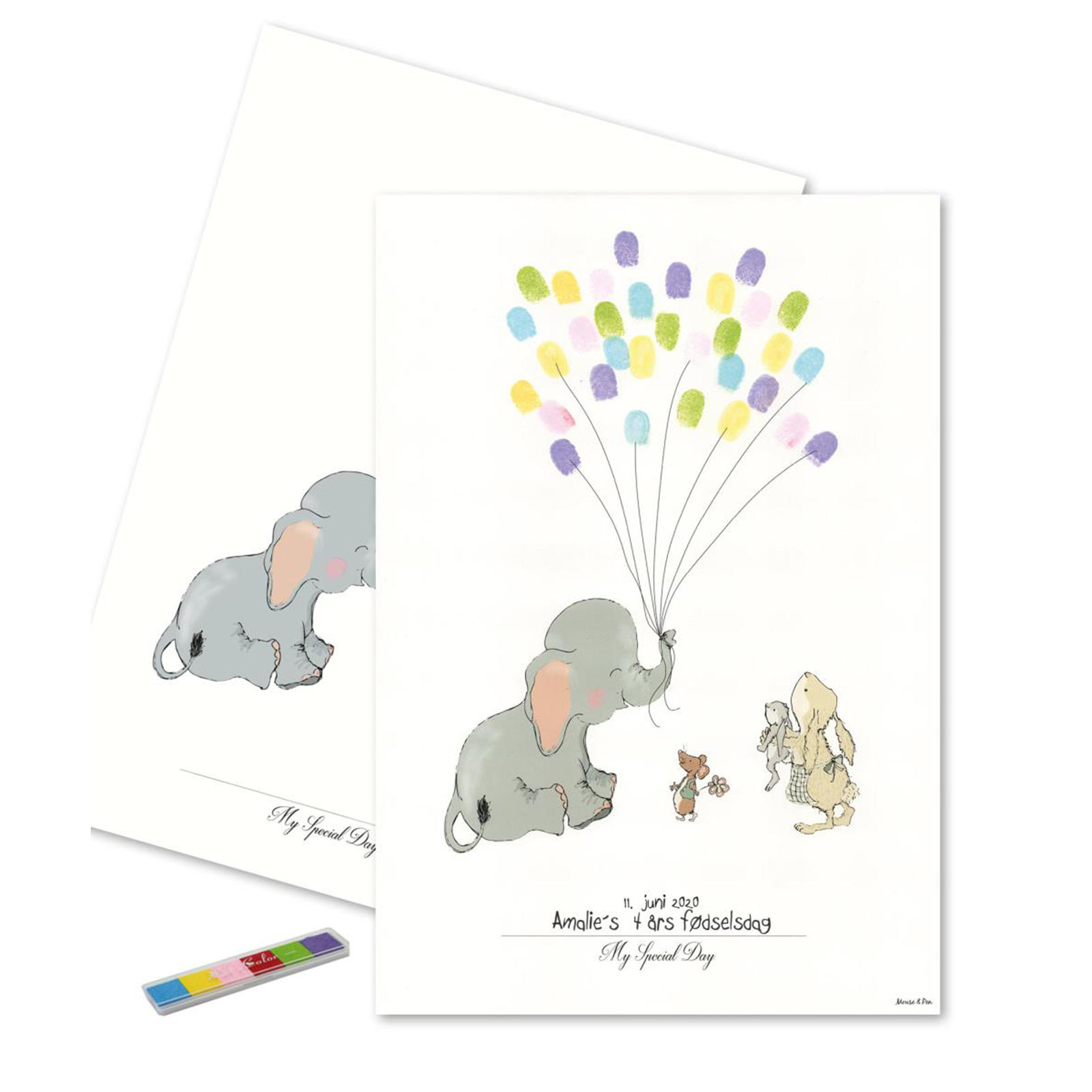 Billede af Baby Fingerprint - Elefant med balloner, Pastel