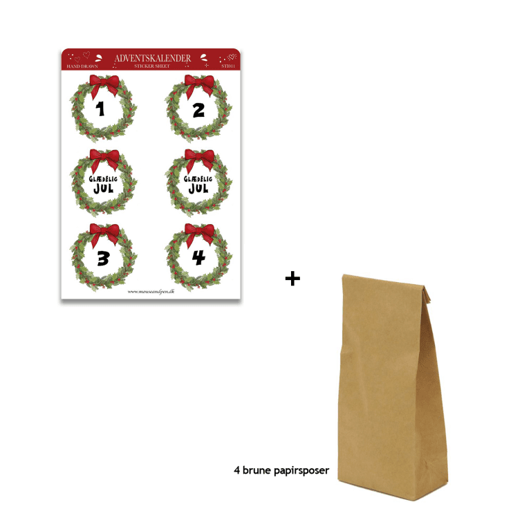 Køb DIY - Adventskalender Stickers og Gaveposer - Hurtig Levering
