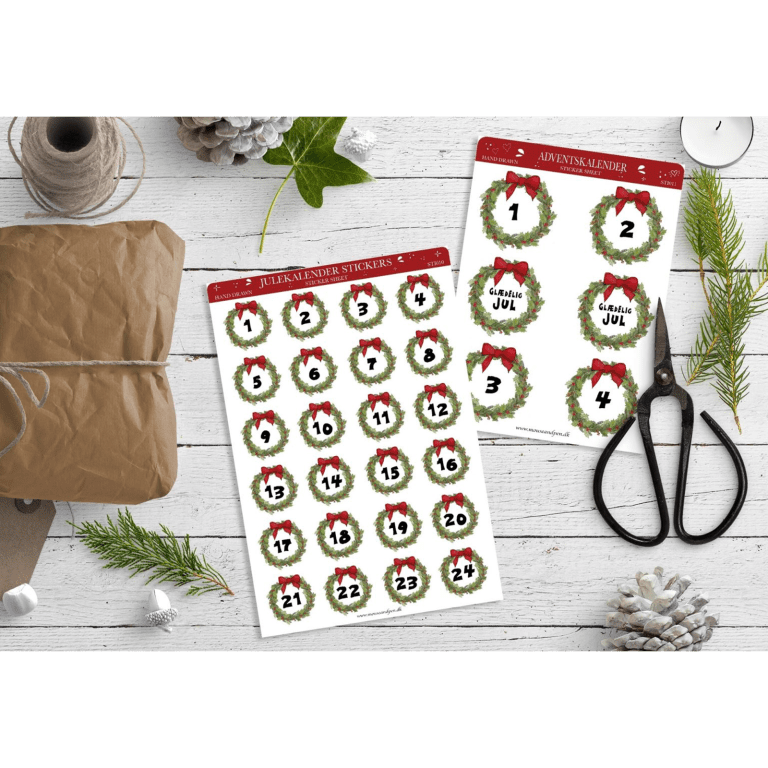 Køb DIY - Adventskalender Stickers og Gaveposer - Hurtig Levering