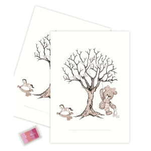 Fingerprint - Livets træ med lyseroed teddybear og lyseroede fingeraftryk - fingeraftryks plakat - mouse and pen